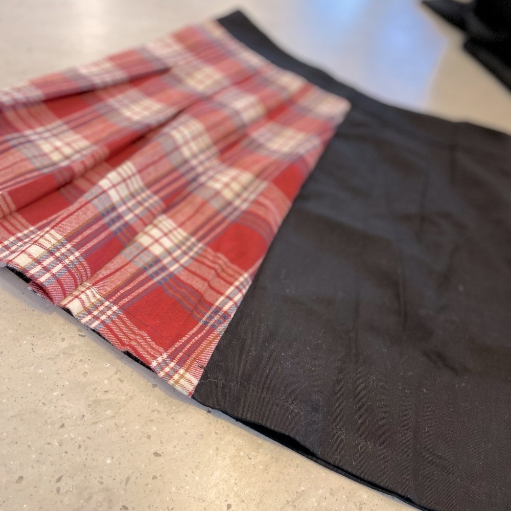 NWOT Plaid color block mini skirt L